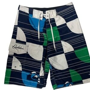 Quiksilver Hybrid Blue Green Board Shorts Men's 32